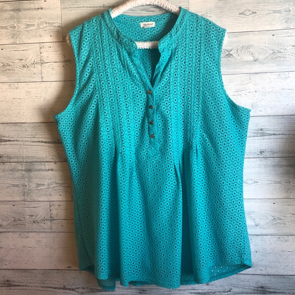 Westport 1X Sleeveless blue teal tank dressbarn